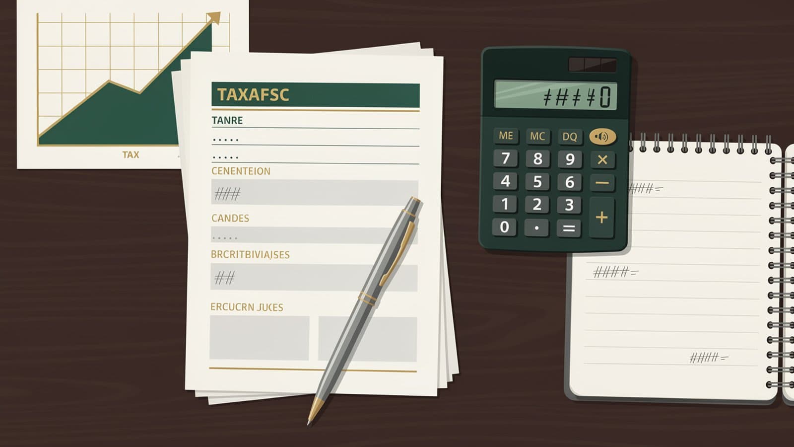Documents fiscaux et calculatrice sur un bureau pour la déclaration Girardin industriel