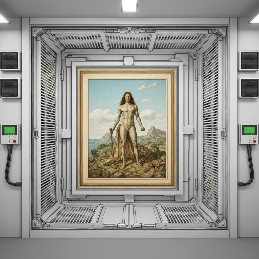 Œuvre d'art moderne de haute valeur dans un coffre-fort sécurisé