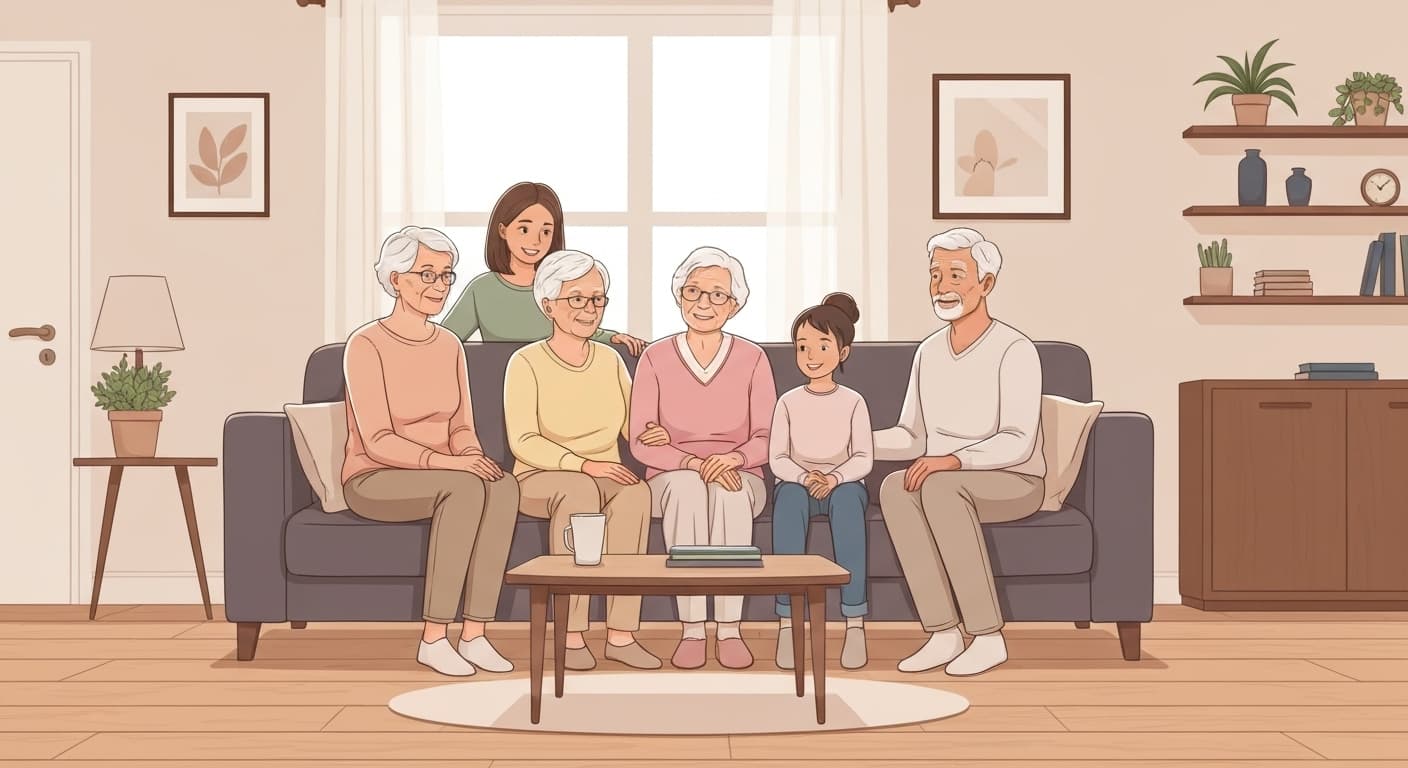 Famille française multigénérationnelle unie et protégée financièrement
