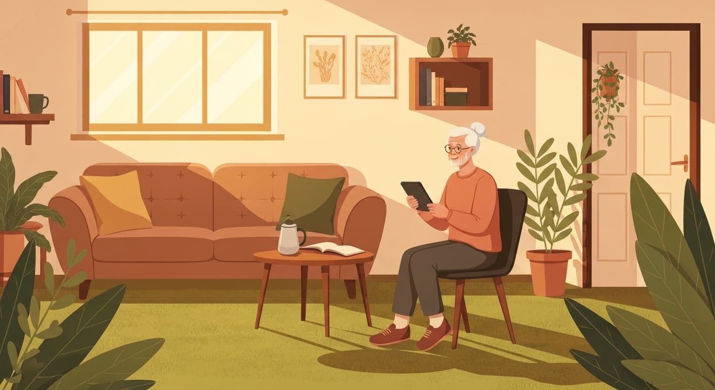 Senior français autonome profitant de la vie grâce à la sécurité financière