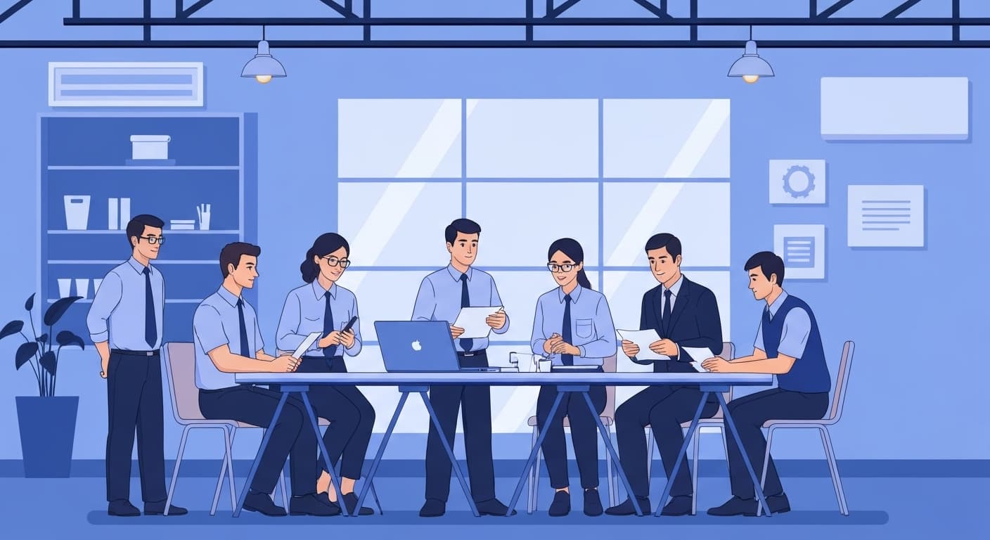 Équipe de sécurité en formation professionnelle