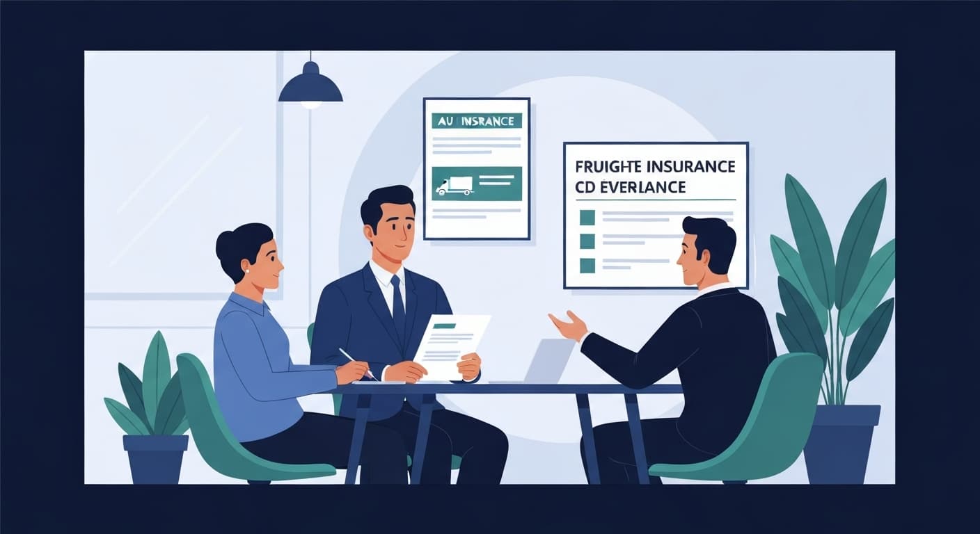 Professionnel du commerce international consultant les garanties d'assurance fret avec un conseiller French Vest