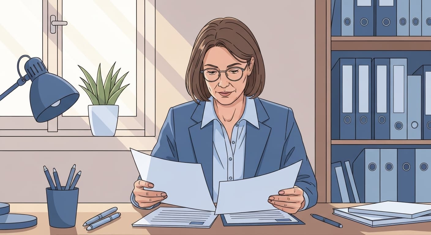Professionnel examinant les options d'assurance obsèques sur documents