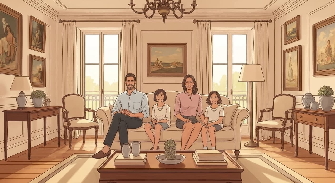 Famille française protégée par une assurance complète pour ses objets précieux