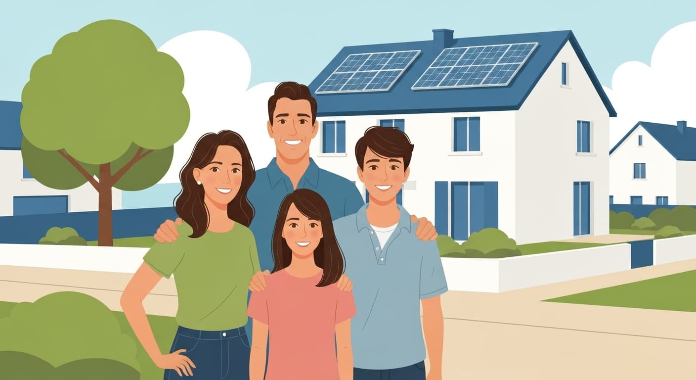 Maison équipée de panneaux solaires photovoltaïques en France