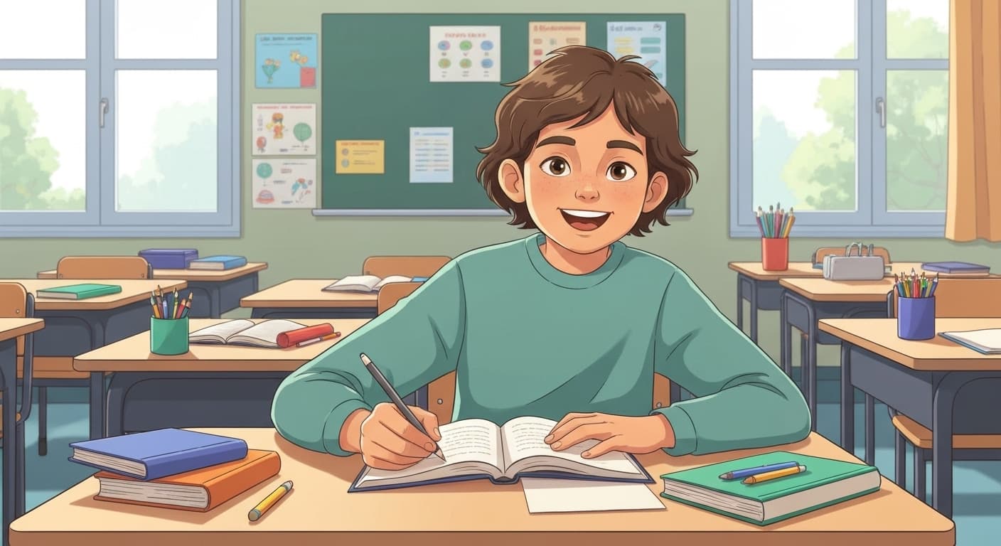 Enfant français heureux et protégé à l'école primaire
