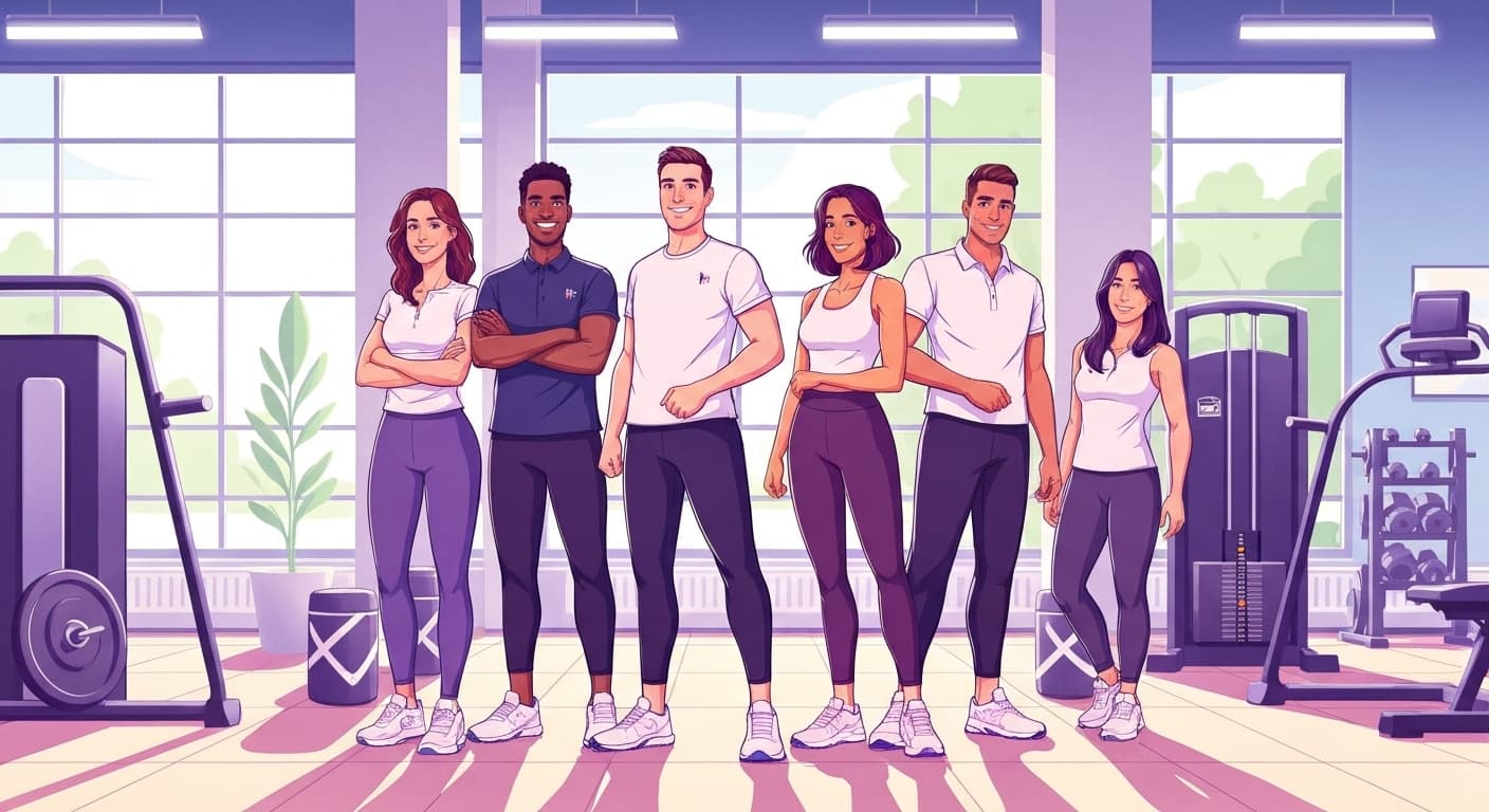 Équipe de fitness coaches dans une salle de sport moderne