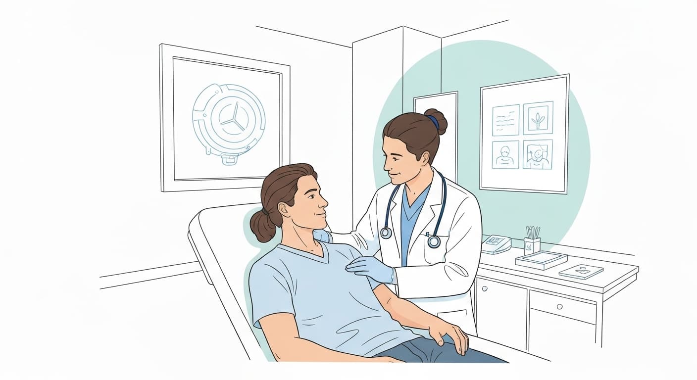 Illustration d'un voyageur utilisant l'assistance médicale à l'étranger
