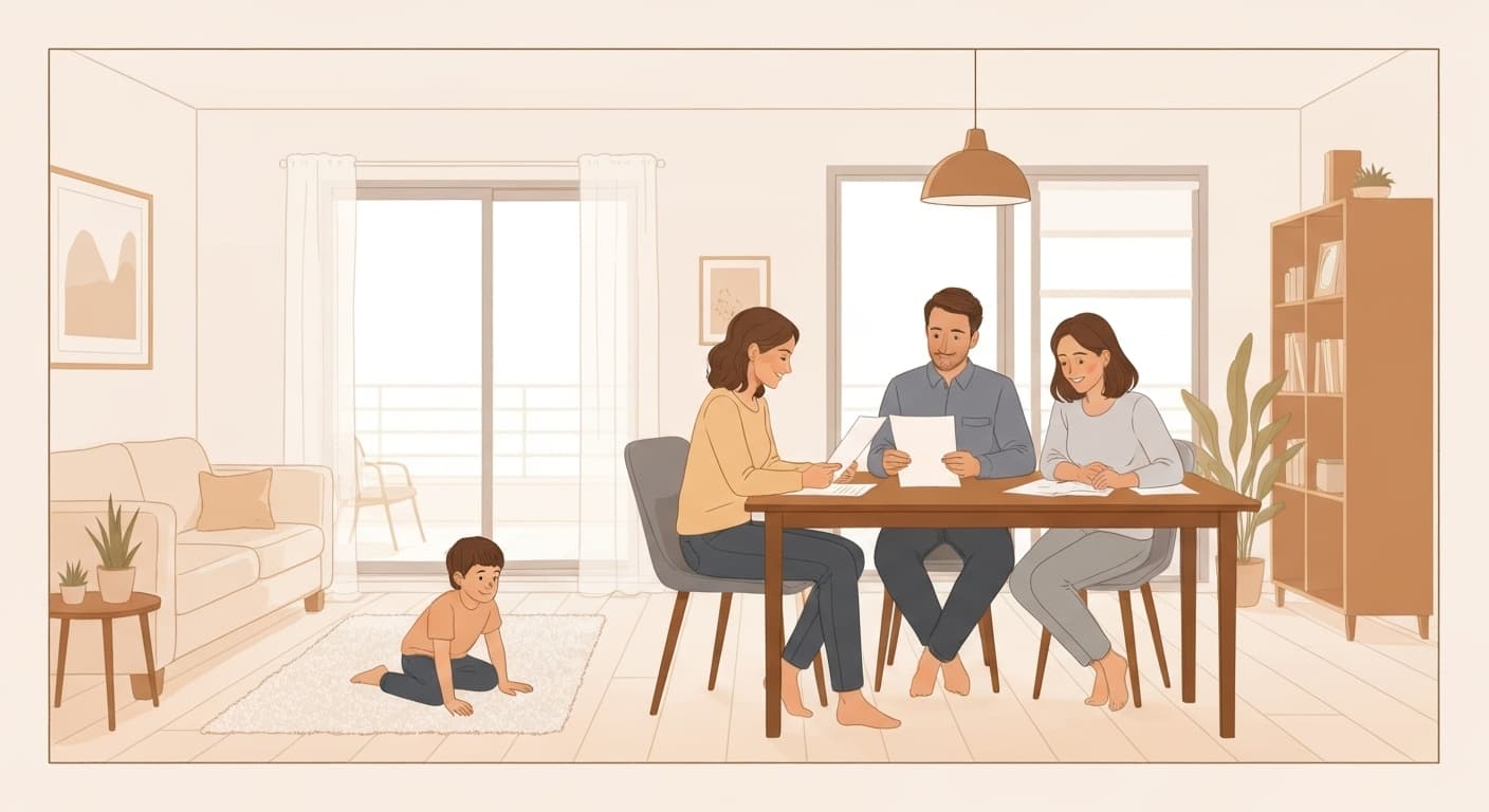 Famille française épargnant pour l'avenir avec le Livret A