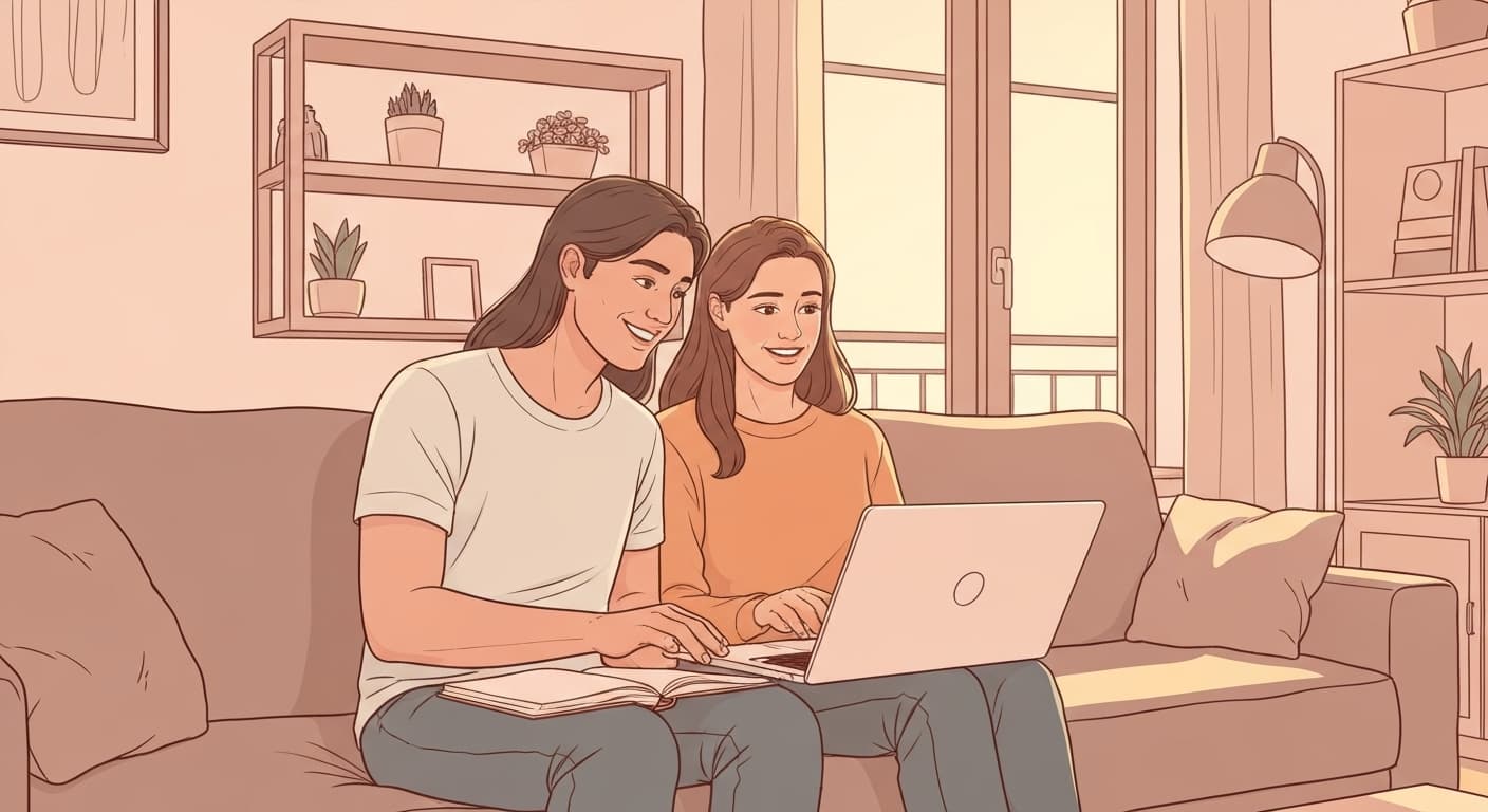Couple français souscrivant une assurance voyage en ligne