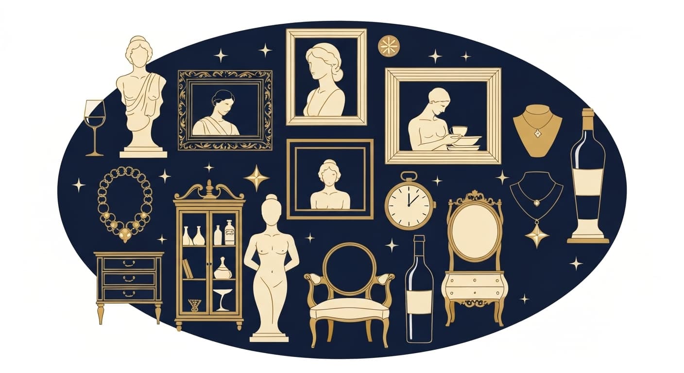 Types de collections assurables : art, bijoux, vin, mobilier, montres
