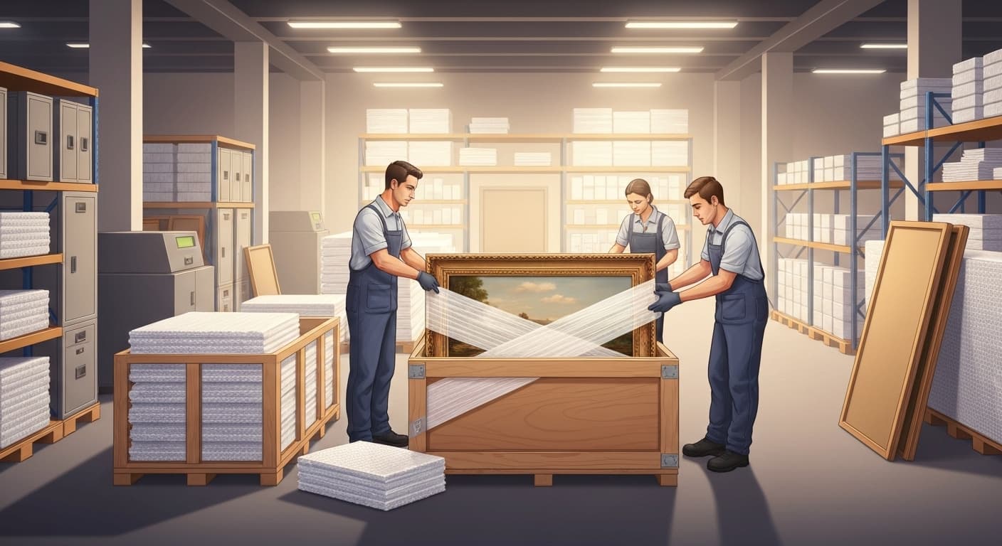 Transport sécurisé d'œuvres d'art avec emballage professionnel
