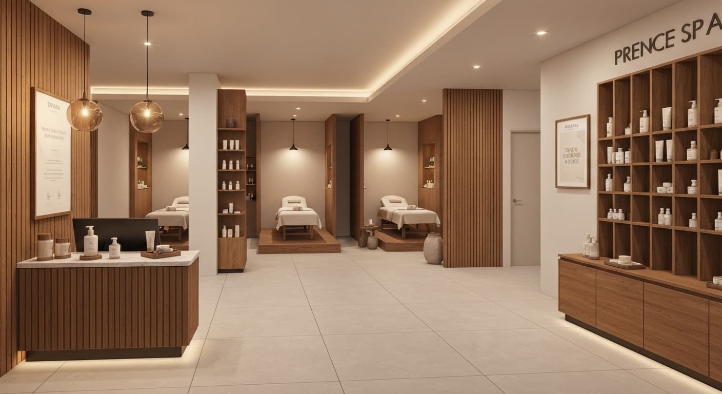 Intérieur moderne d'un centre spa wellness français avec équipements