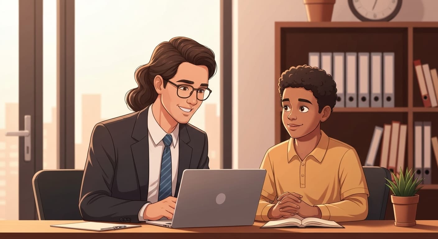 Conseiller French Vest accompagnant un étudiant pour choisir son assurance