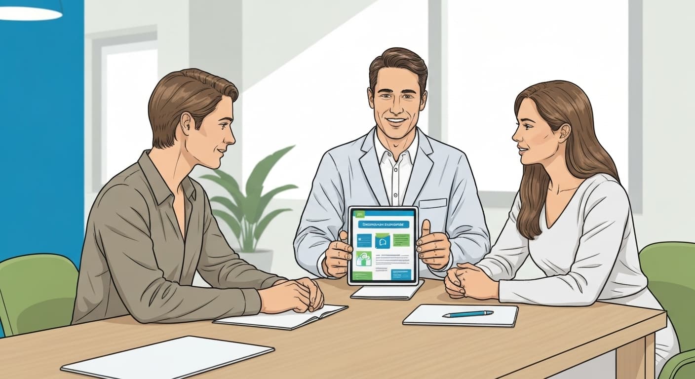 Conseiller French Vest expliquant les options d'assurance à un employeur