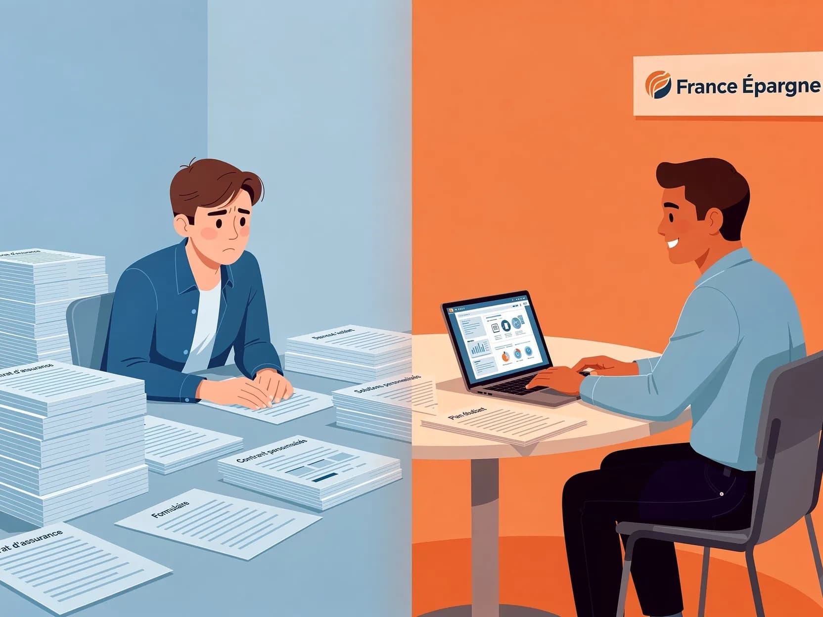 Comparaison visuelle : Assurance étudiant classique vs accompagnement French Vest
