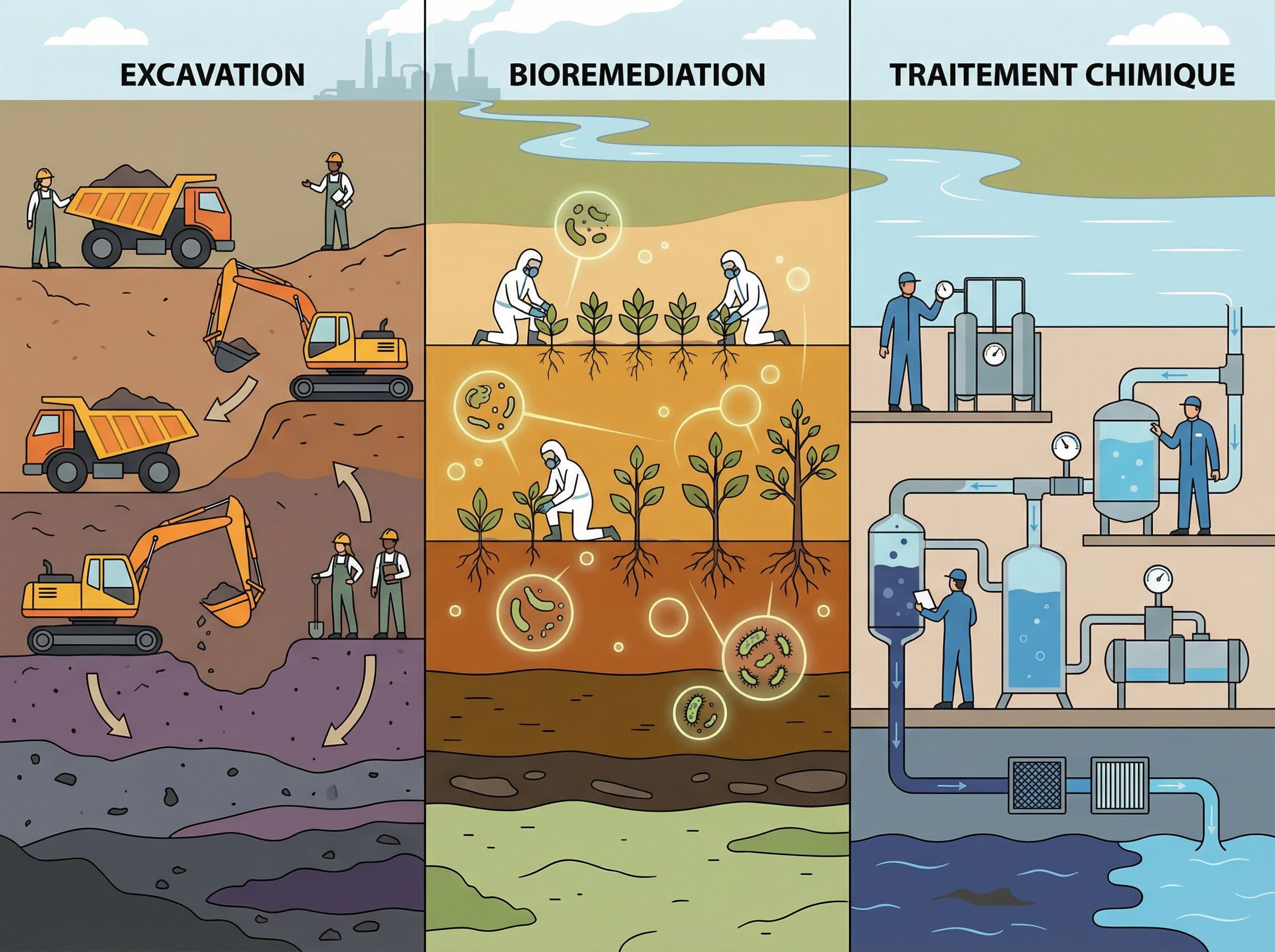 Graphique comparatif des coûts de dépollution par technique