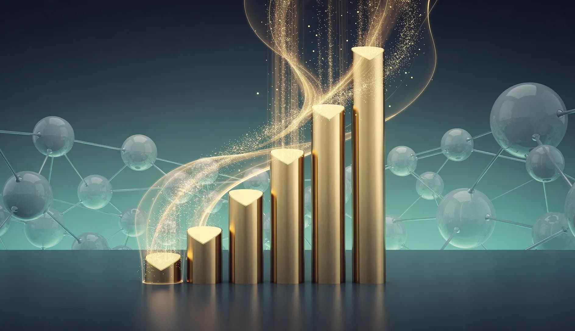 Visualisation abstraite de la croissance de l'épargne retraite française avec des flux de capitaux ascendants