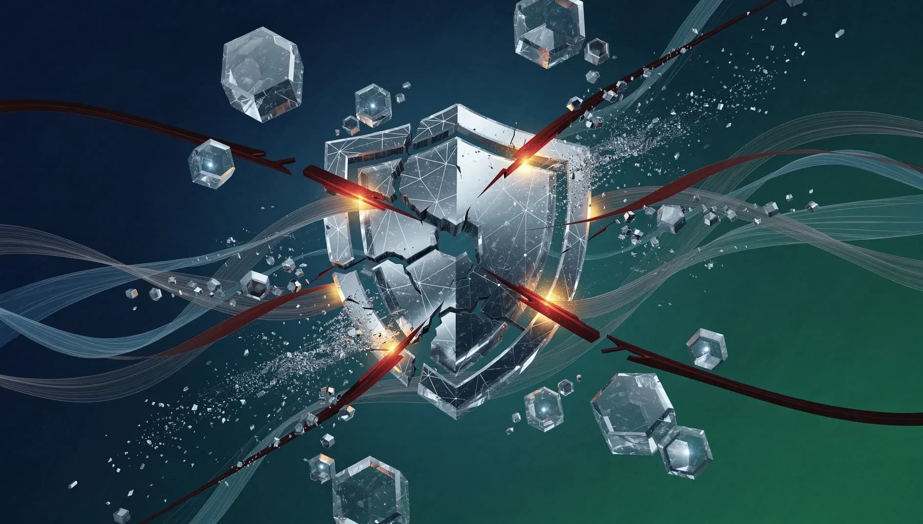 Visualisation abstraite de réseaux financiers bloqués et de flux numériques interrompus représentant les sanctions européennes sur les crypto-actifs russes