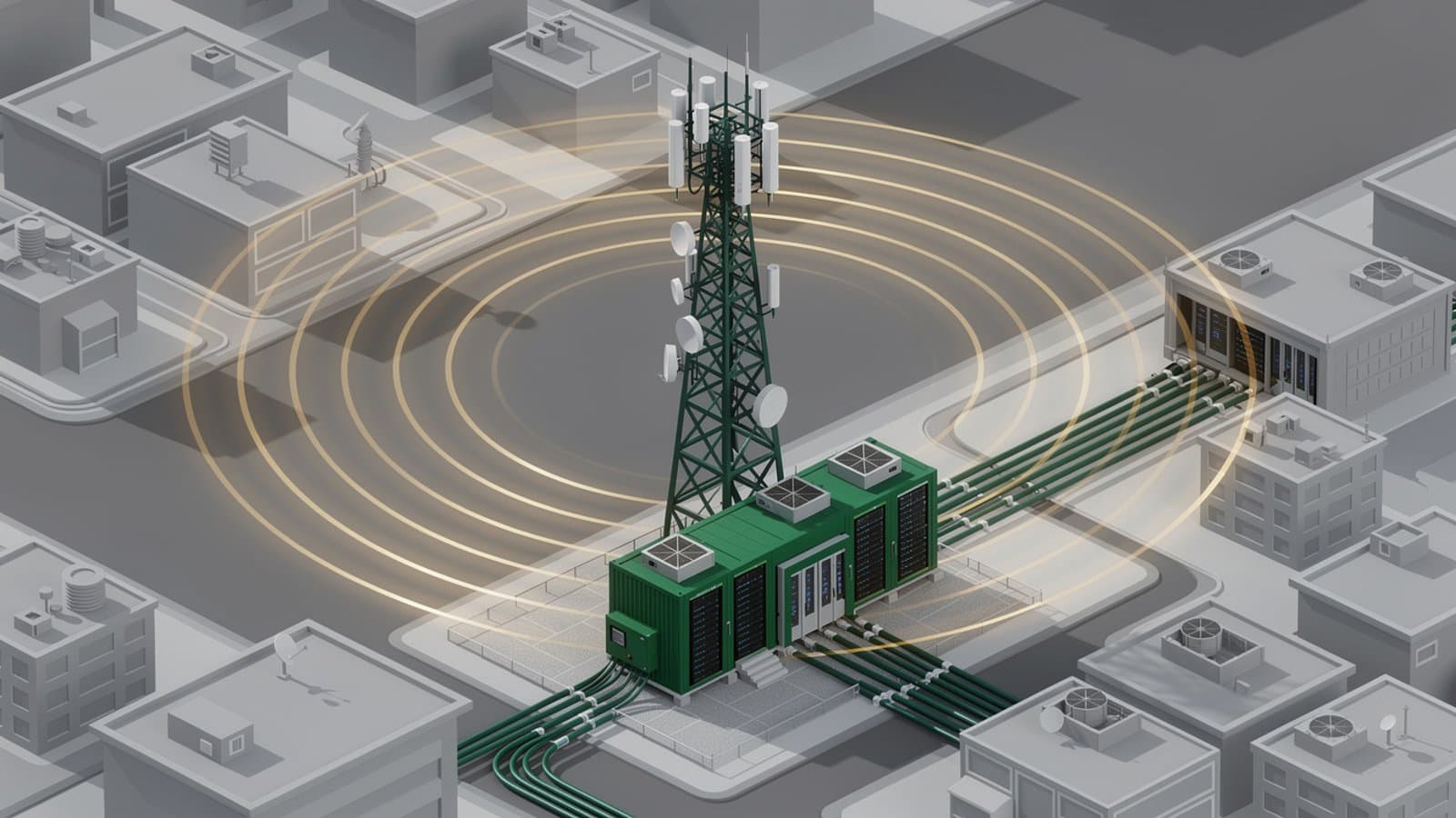 Tour de télécommunication American Tower avec déploiement 5G et micro data center en zone urbaine