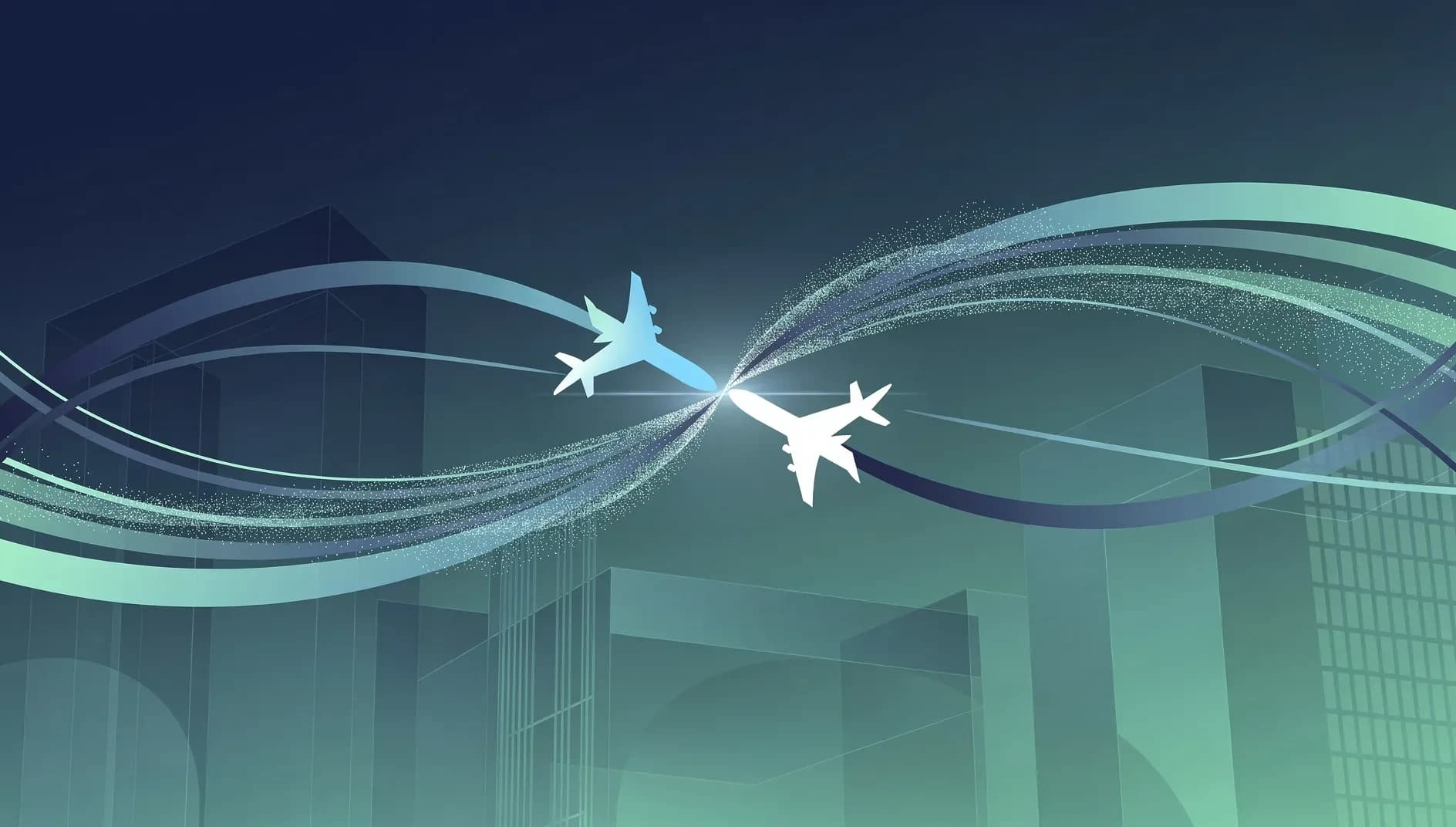Illustration abstraite évoquant la séparation d'un programme aéronautique européen en deux trajectoires industrielles distinctes