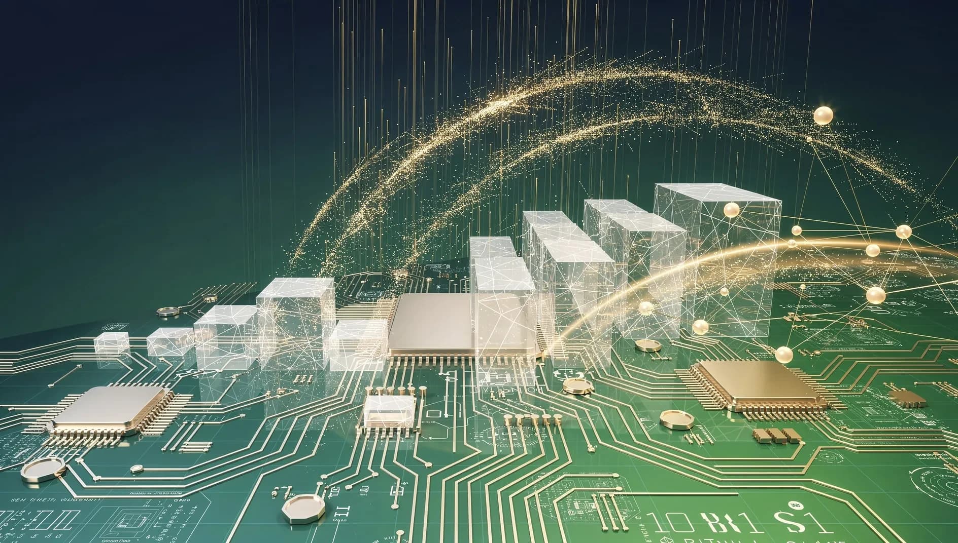 Visualisation abstraite des flux de données et de la dynamique ascendante des marchés technologiques mondiaux
